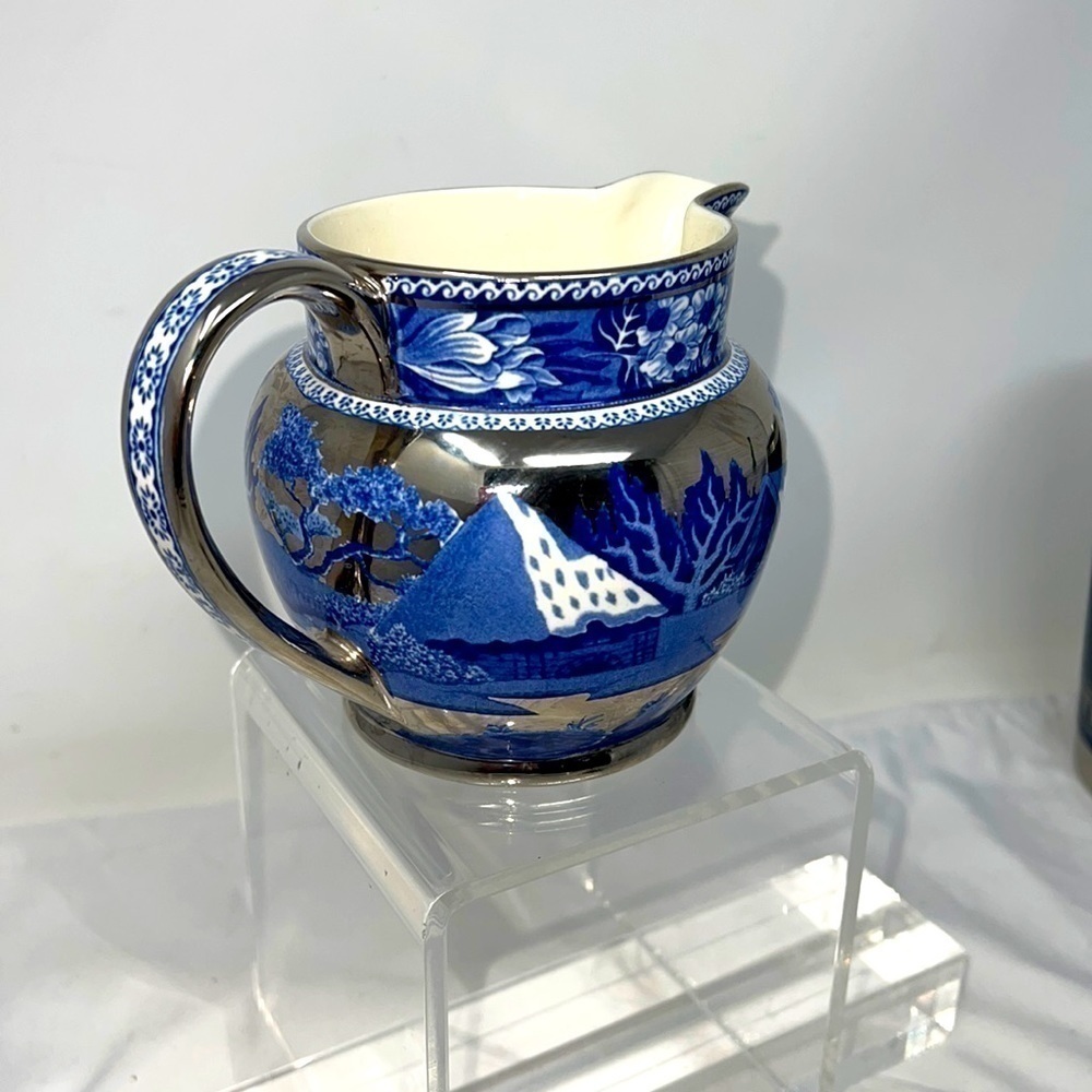 Vintage Wedgwood Fallow Deer Blue Silver Lustre Creamer Pitcher